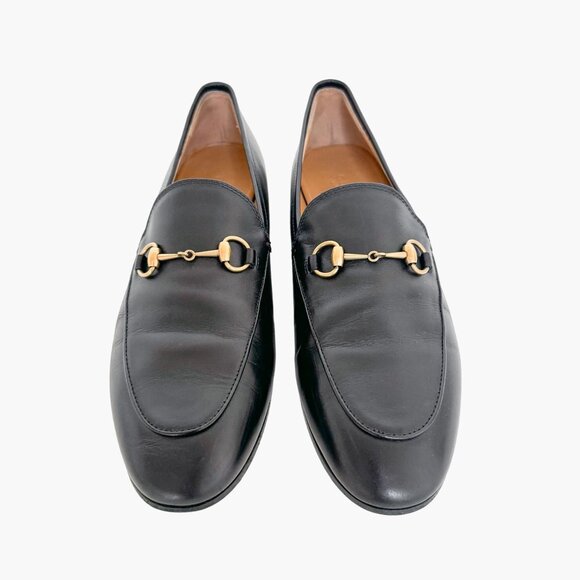 Gucci Jordaan Horsebit Loafer EU 40 US 10 Black Leather Buckle Flat Dress Shoe - Picture 2 of 16